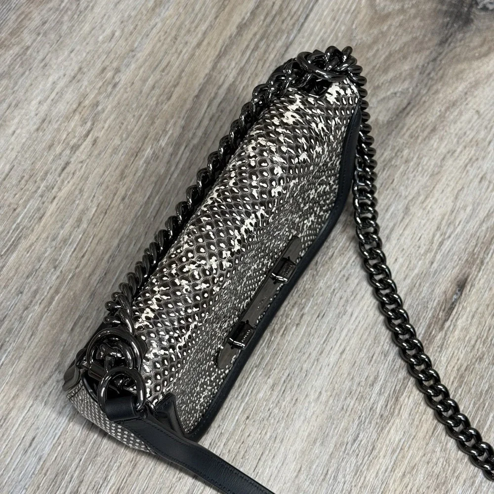 COACH Leather Snakeskin Pattern Crossbody Black Shoulder Bag 59493 EUC